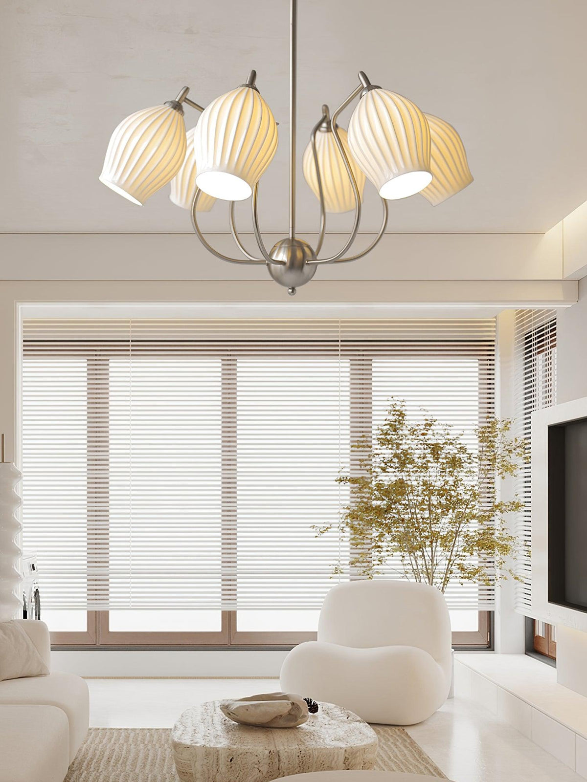 Ceramic Ribbed Chandelier - view 27