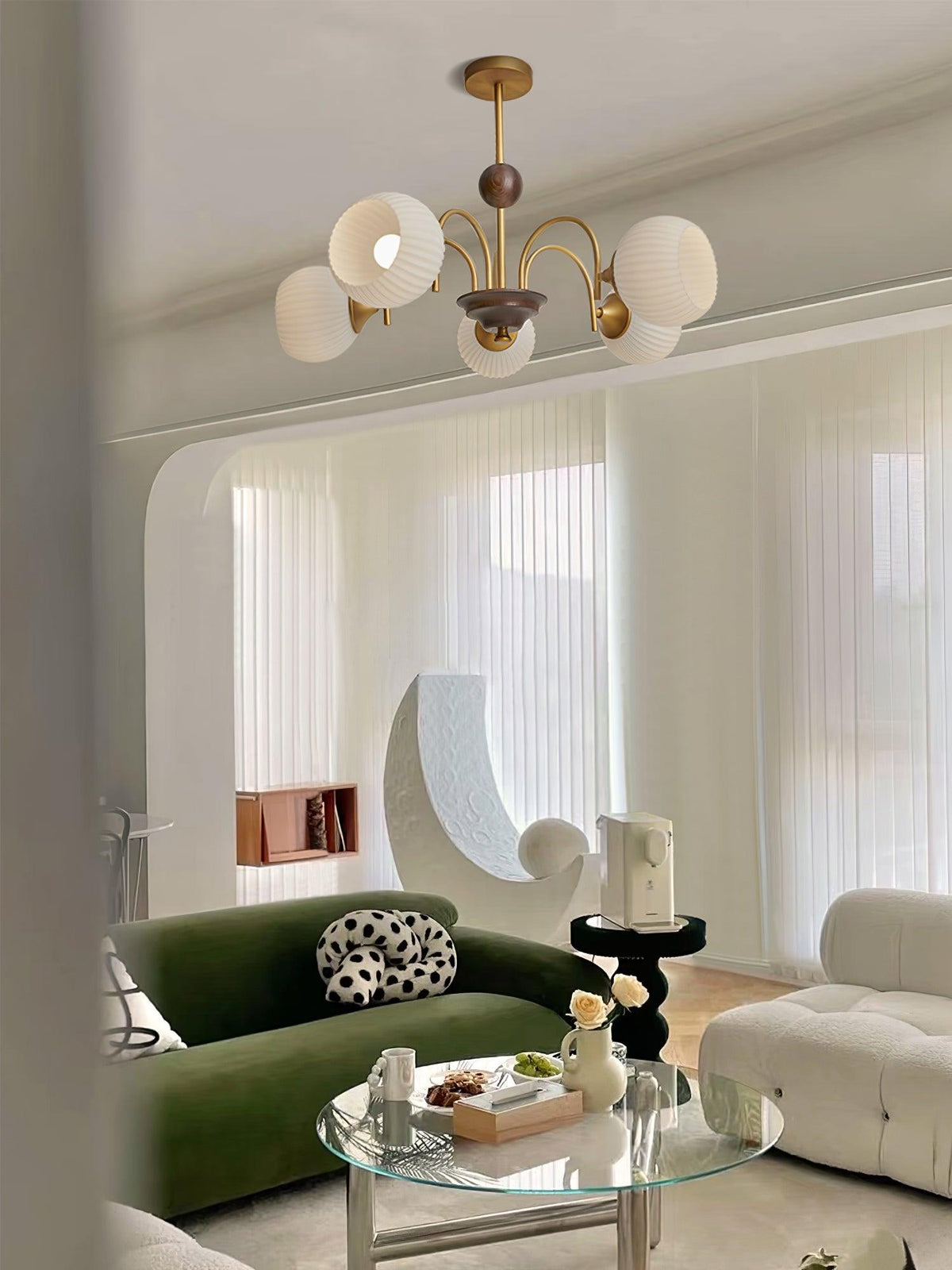 Sculptural Glass Ribbed Chandelier - view 16