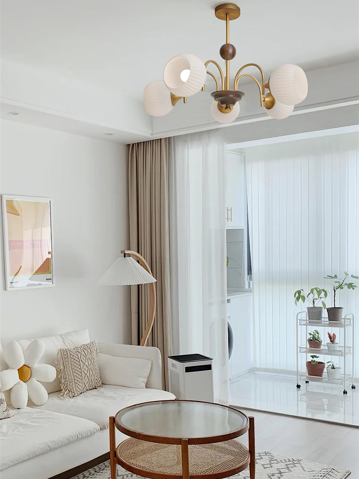 Sculptural Glass Ribbed Chandelier - view 19