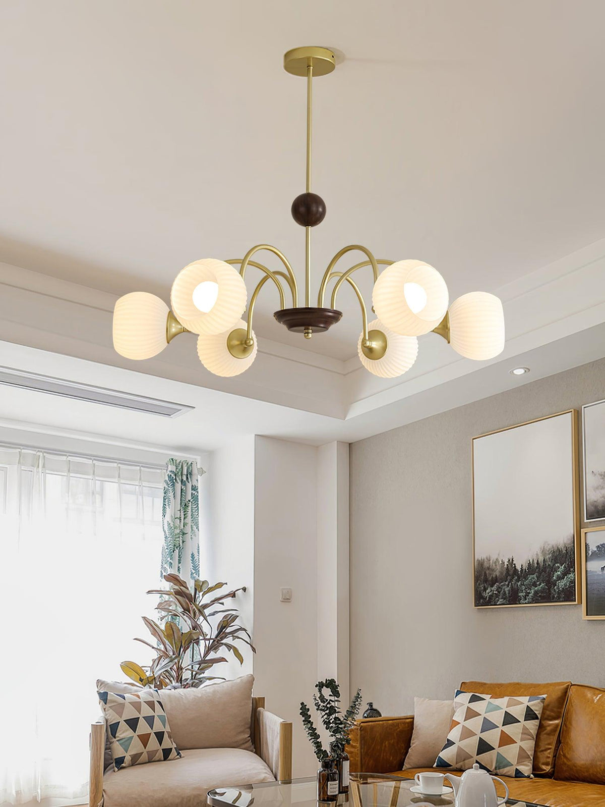 Sculptural Glass Ribbed Chandelier - view 24