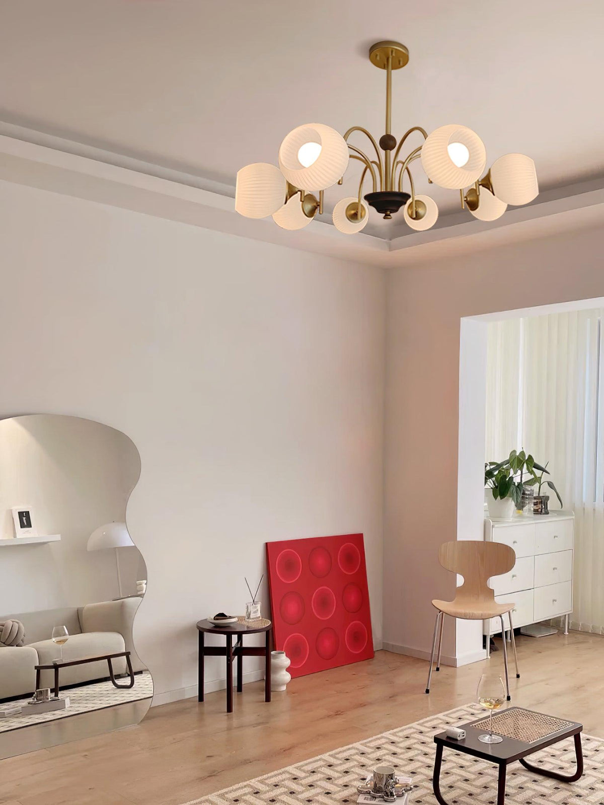 Sculptural Glass Ribbed Chandelier - view 27