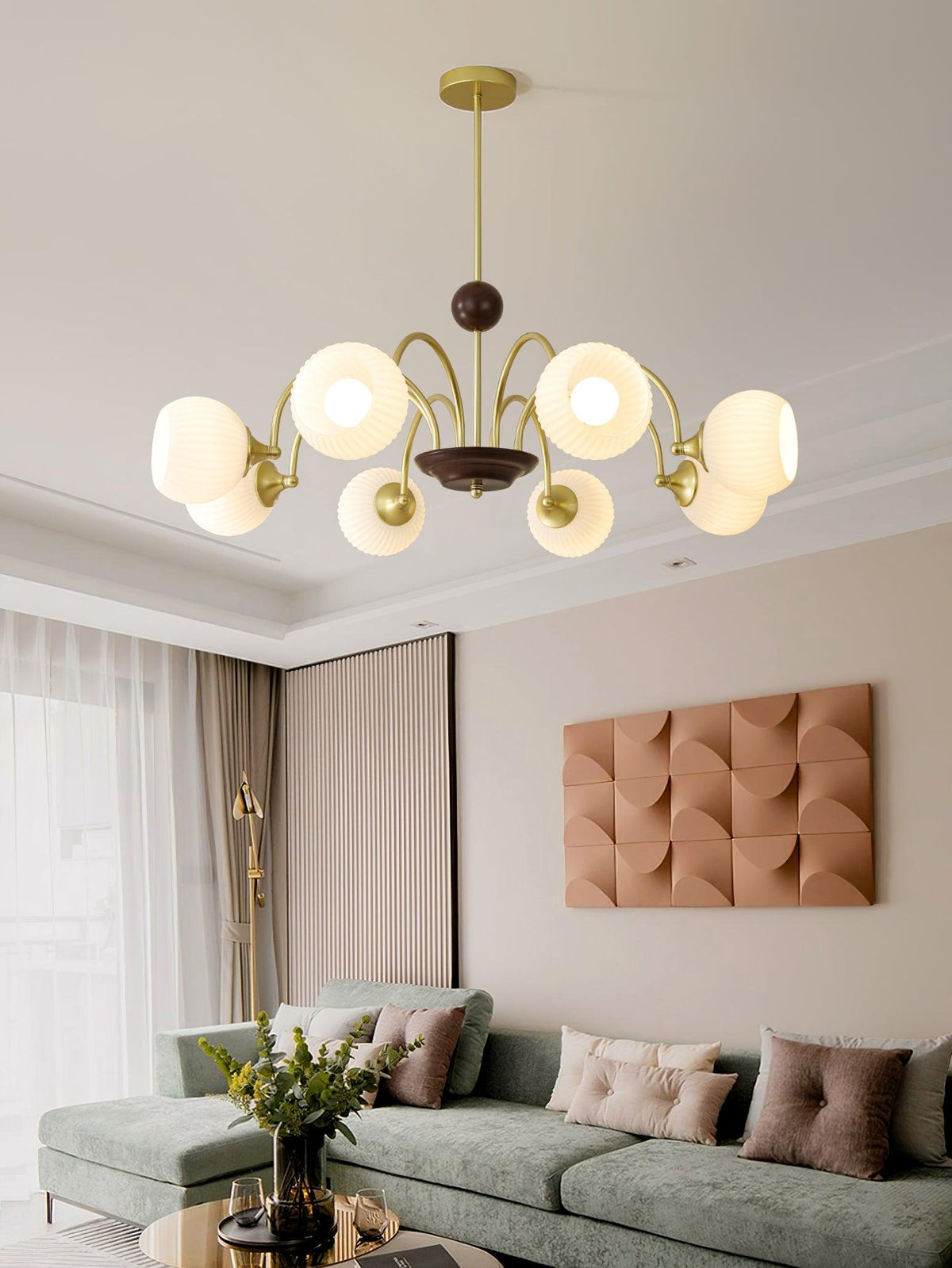 Sculptural Glass Ribbed Chandelier - view 36