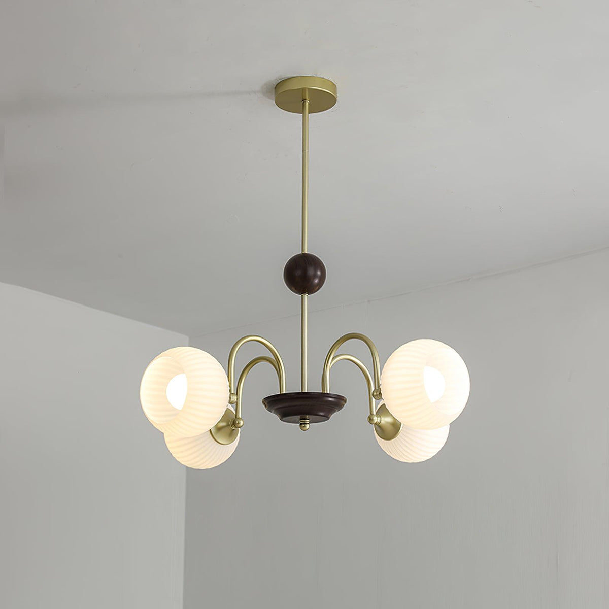 Sculptural Glass Ribbed Chandelier - view 44