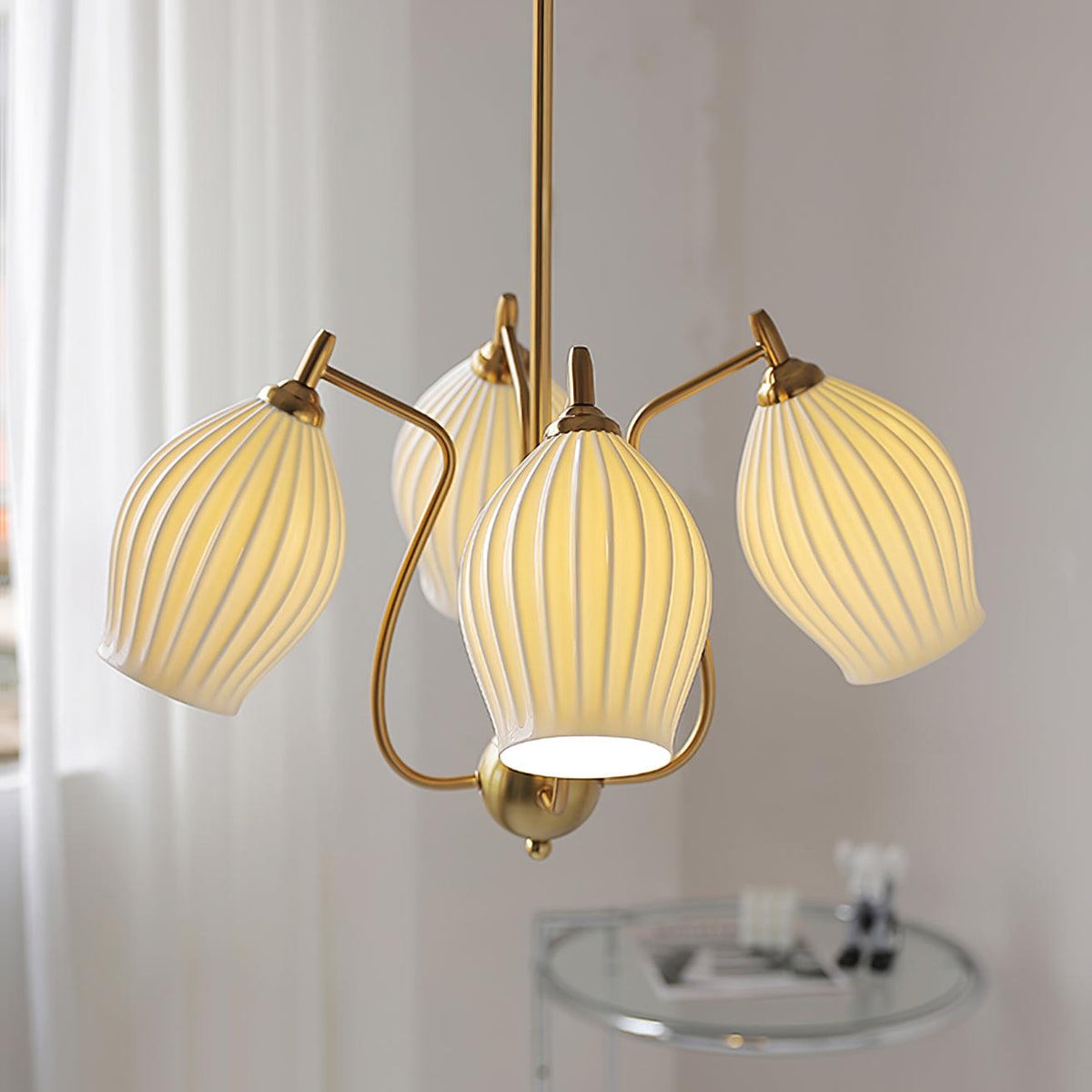 Ceramic Ribbed Chandelier - view 2
