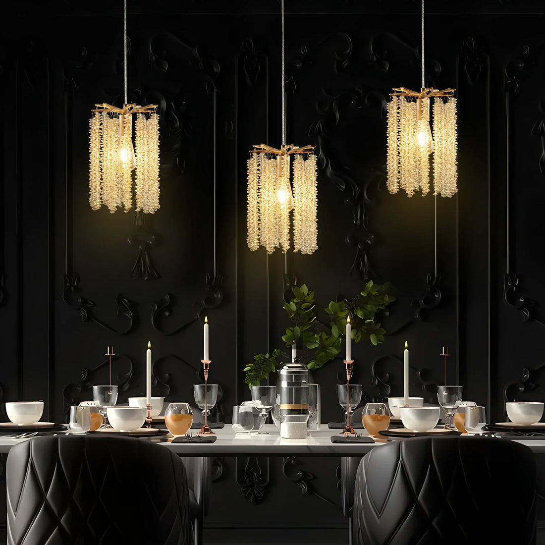 Albero Crystal Pendant Lights, Set Of 3