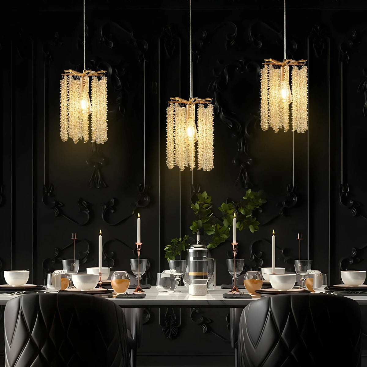 Albero Crystal Pendant Lights, Set Of 3