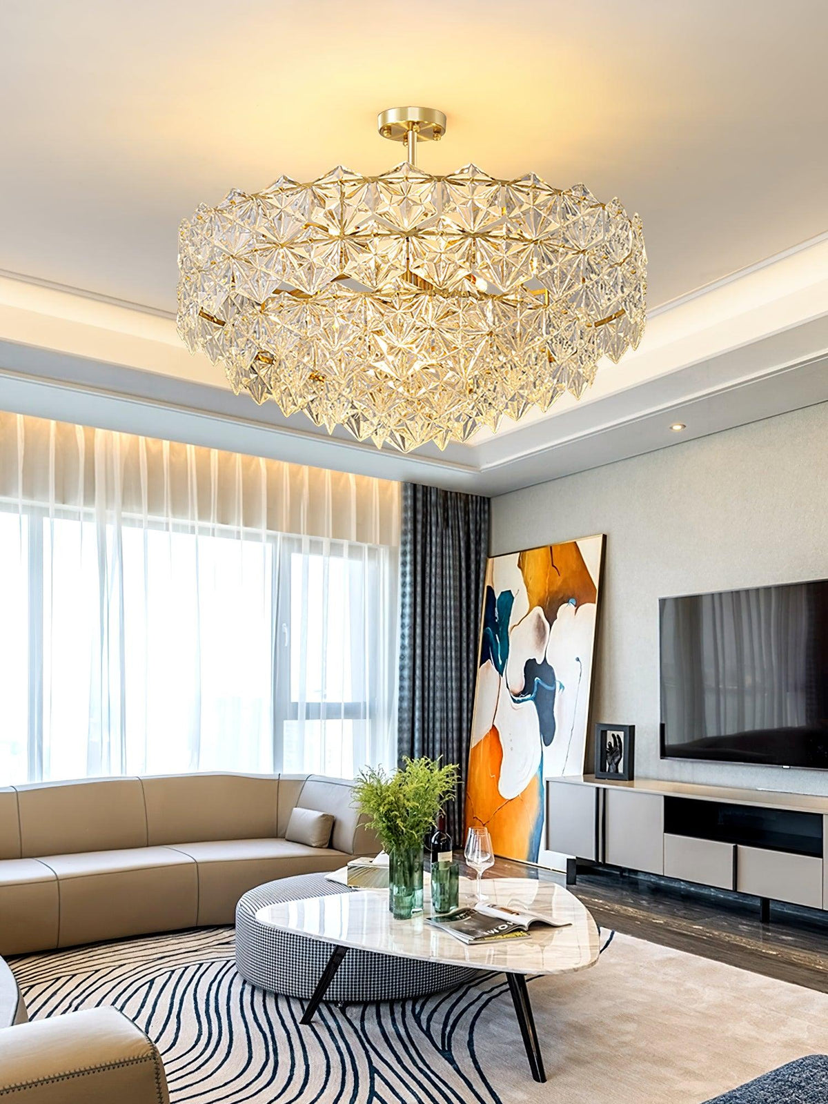 Snowflake Glass Chandelier - view 9