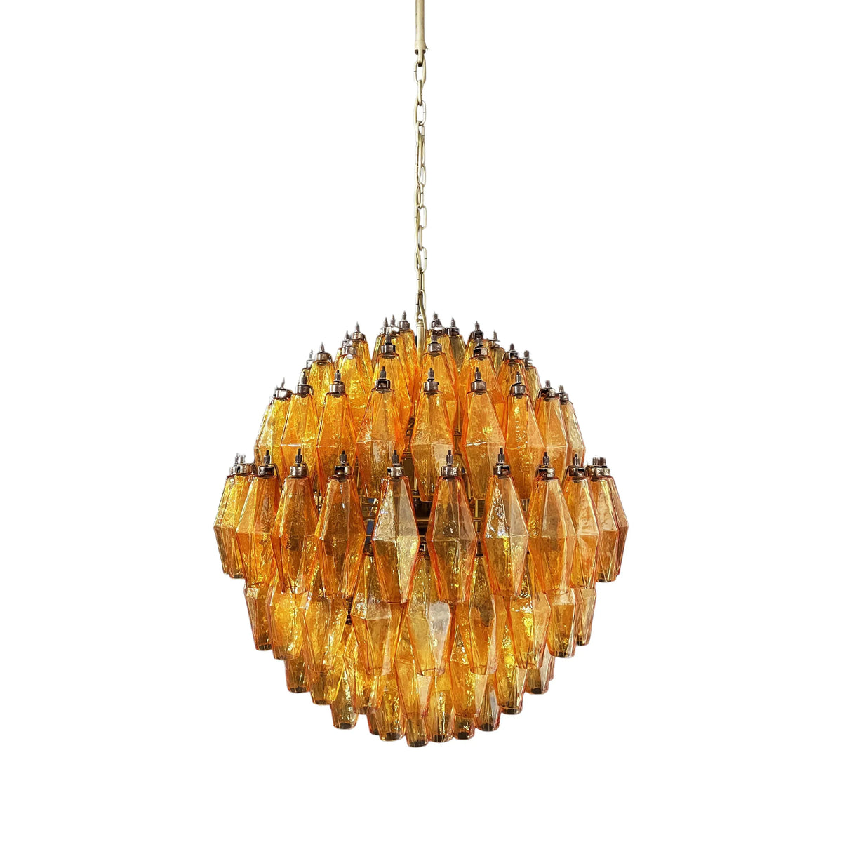 Spherical Murano Poliedri Amber Glass Chandelier - view 21