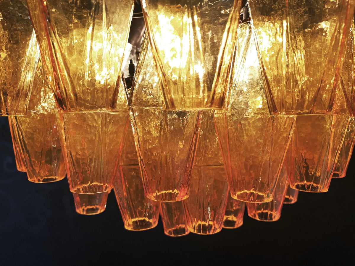 Spherical Murano Poliedri Amber Glass Chandelier - view 13
