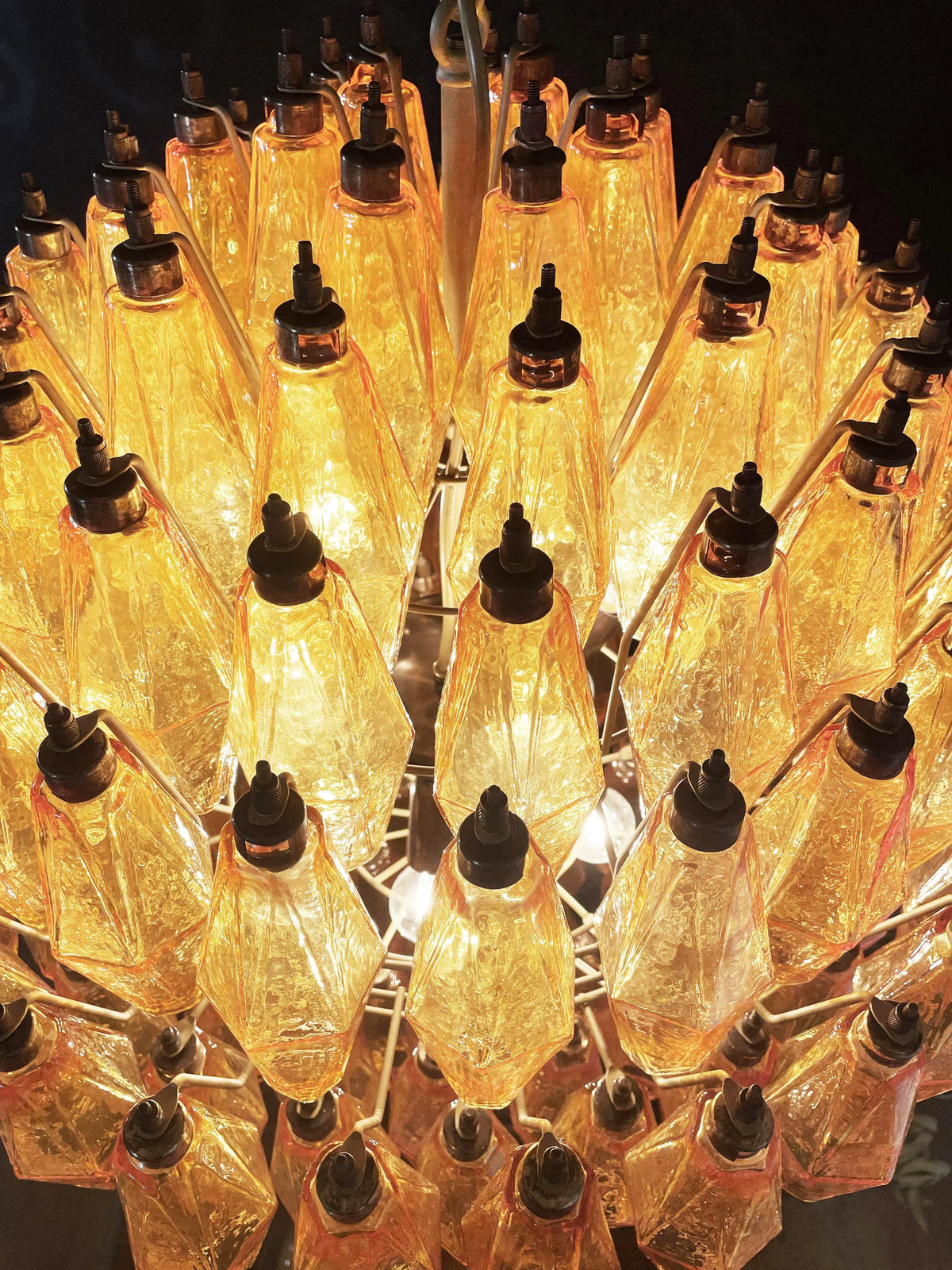 Spherical Murano Poliedri Amber Glass Chandelier - view 15