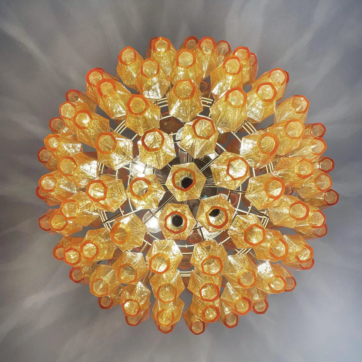 Spherical Murano Poliedri Amber Glass Chandelier - view 11