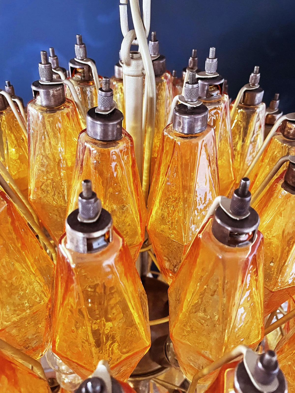 Spherical Murano Poliedri Amber Glass Chandelier - view 14