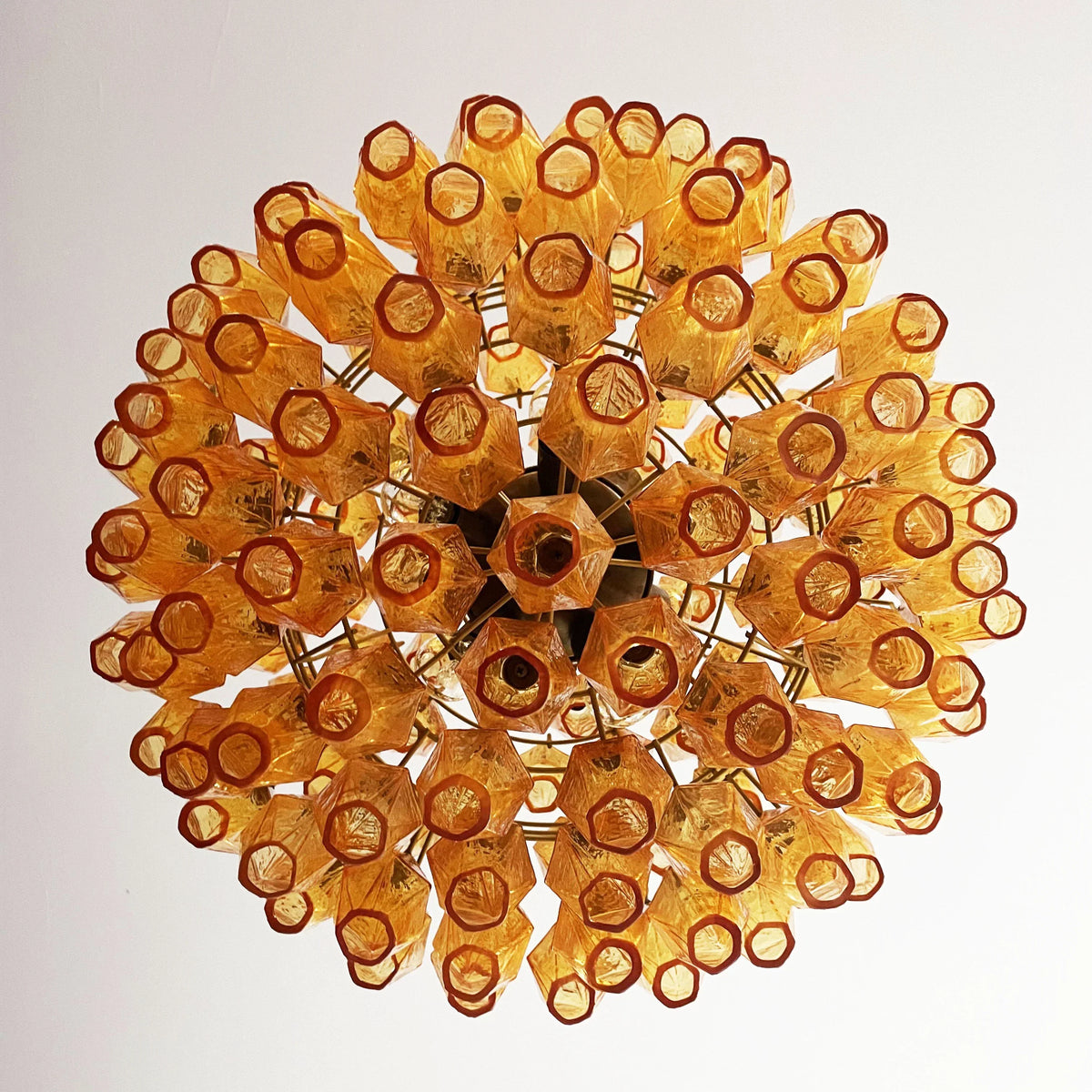 Spherical Murano Poliedri Amber Glass Chandelier - view 12