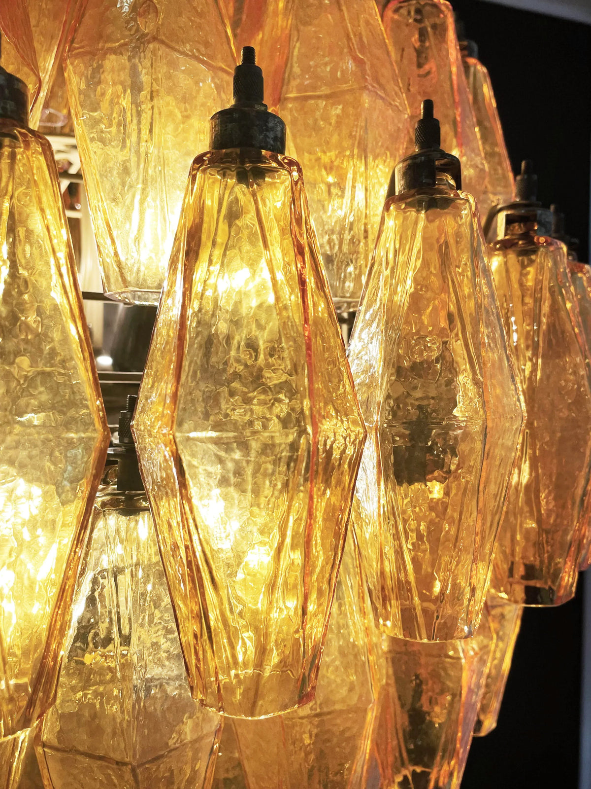 Spherical Murano Poliedri Amber Glass Chandelier - view 16