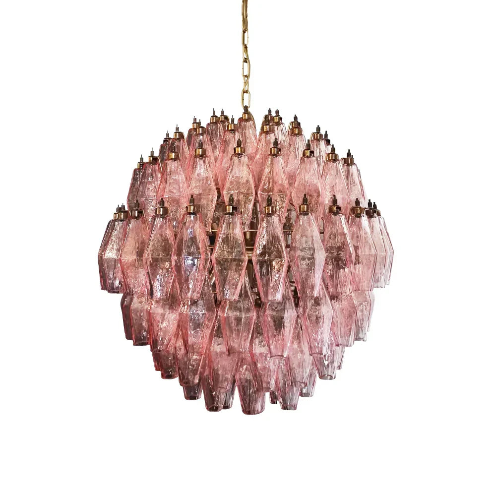 Spherical Murano Poliedri Pink Glass Chandelier - view 22