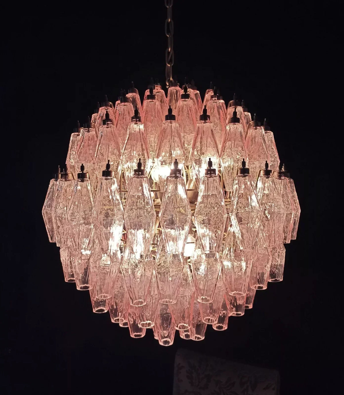Spherical Murano Poliedri Pink Glass Chandelier - view 18