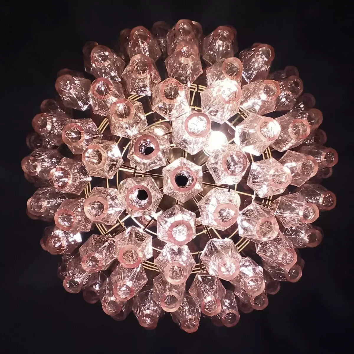 Spherical Murano Poliedri Pink Glass Chandelier - view 14