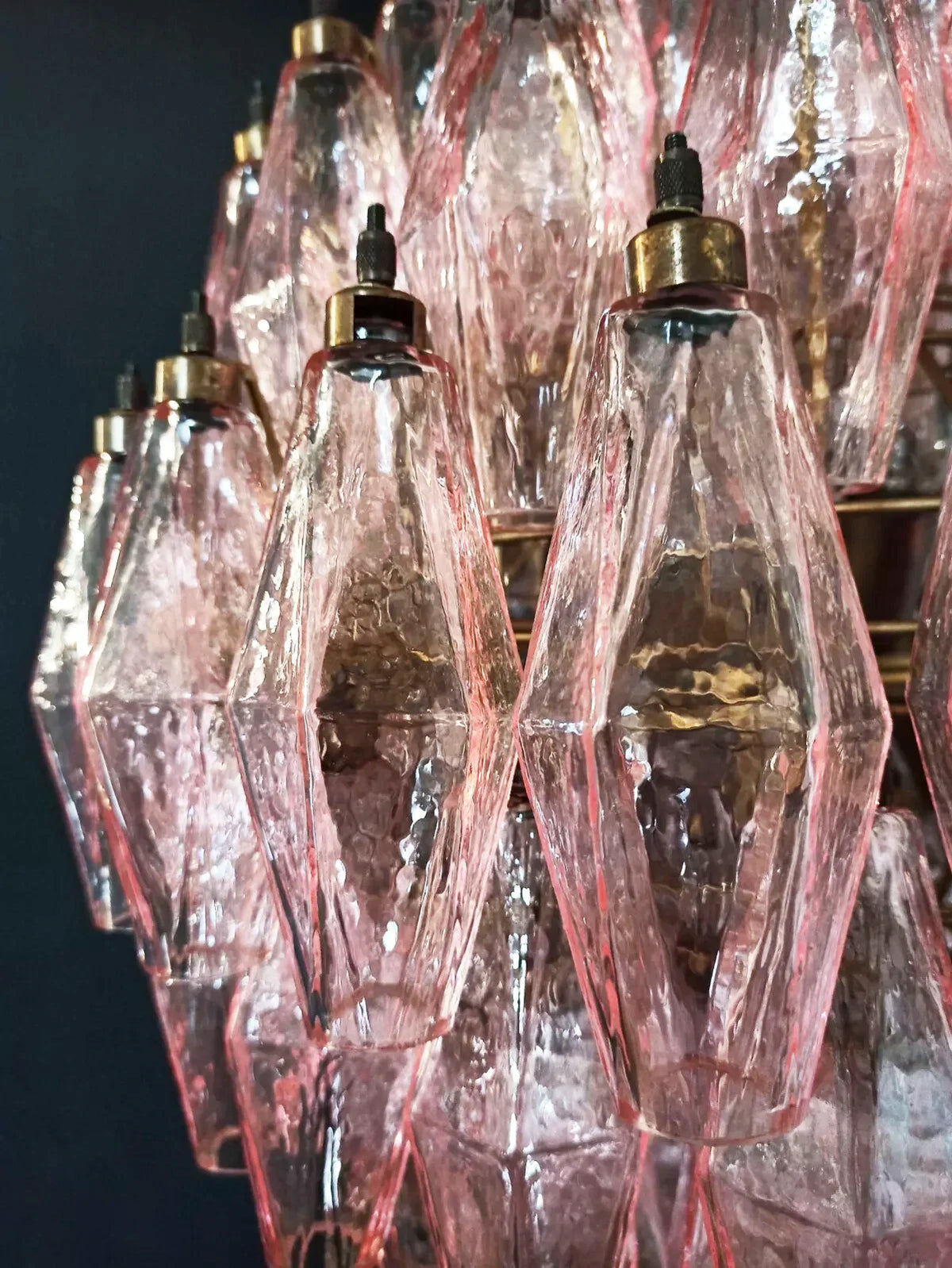 Spherical Murano Poliedri Pink Glass Chandelier - view 16
