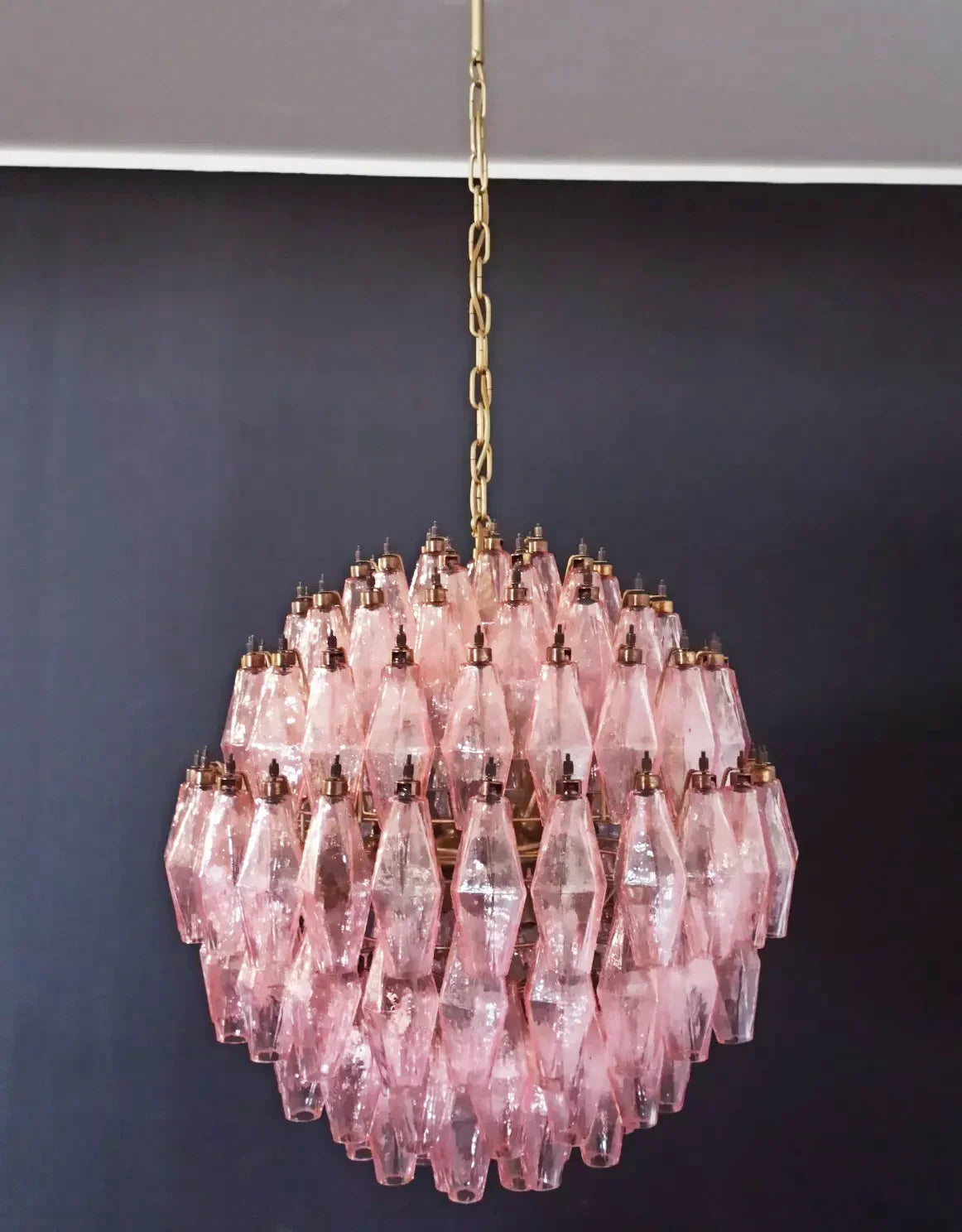 Spherical Murano Poliedri Pink Glass Chandelier - view 13