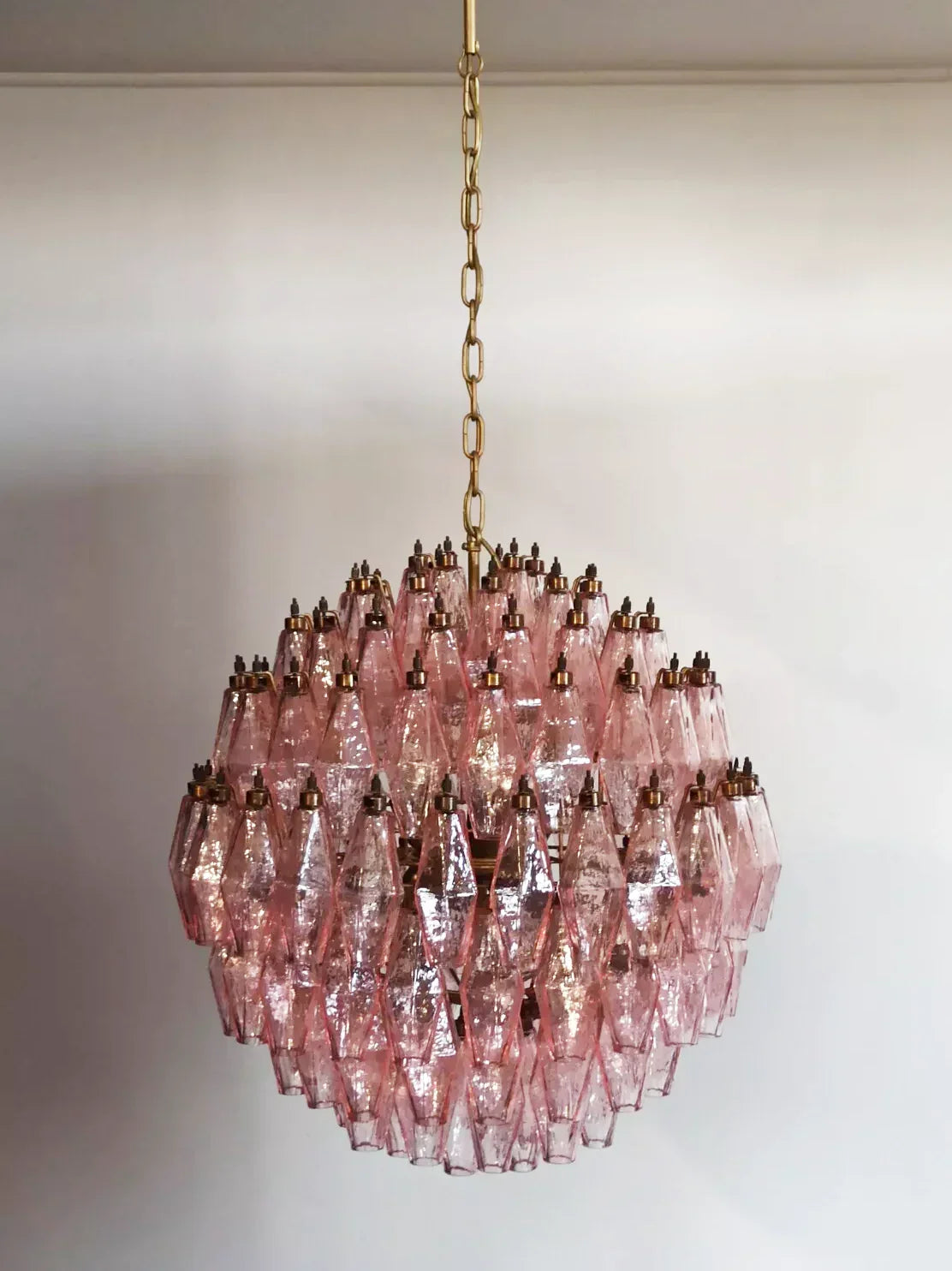 Spherical Murano Poliedri Pink Glass Chandelier - view 12
