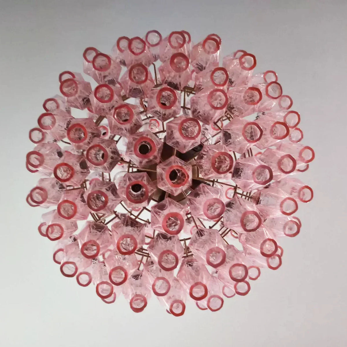 Spherical Murano Poliedri Pink Glass Chandelier - view 15