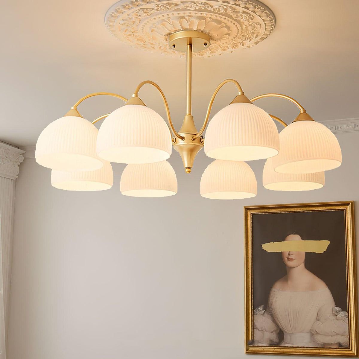 Striped Glass Bowl Chandelier - view 2