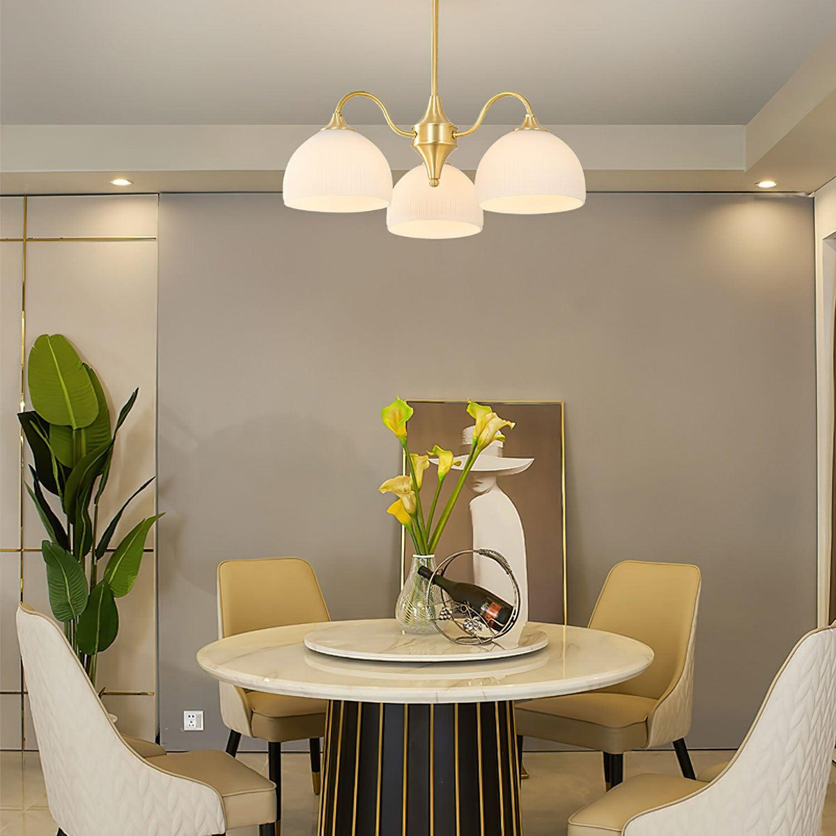 Striped Glass Bowl Chandelier - view 14