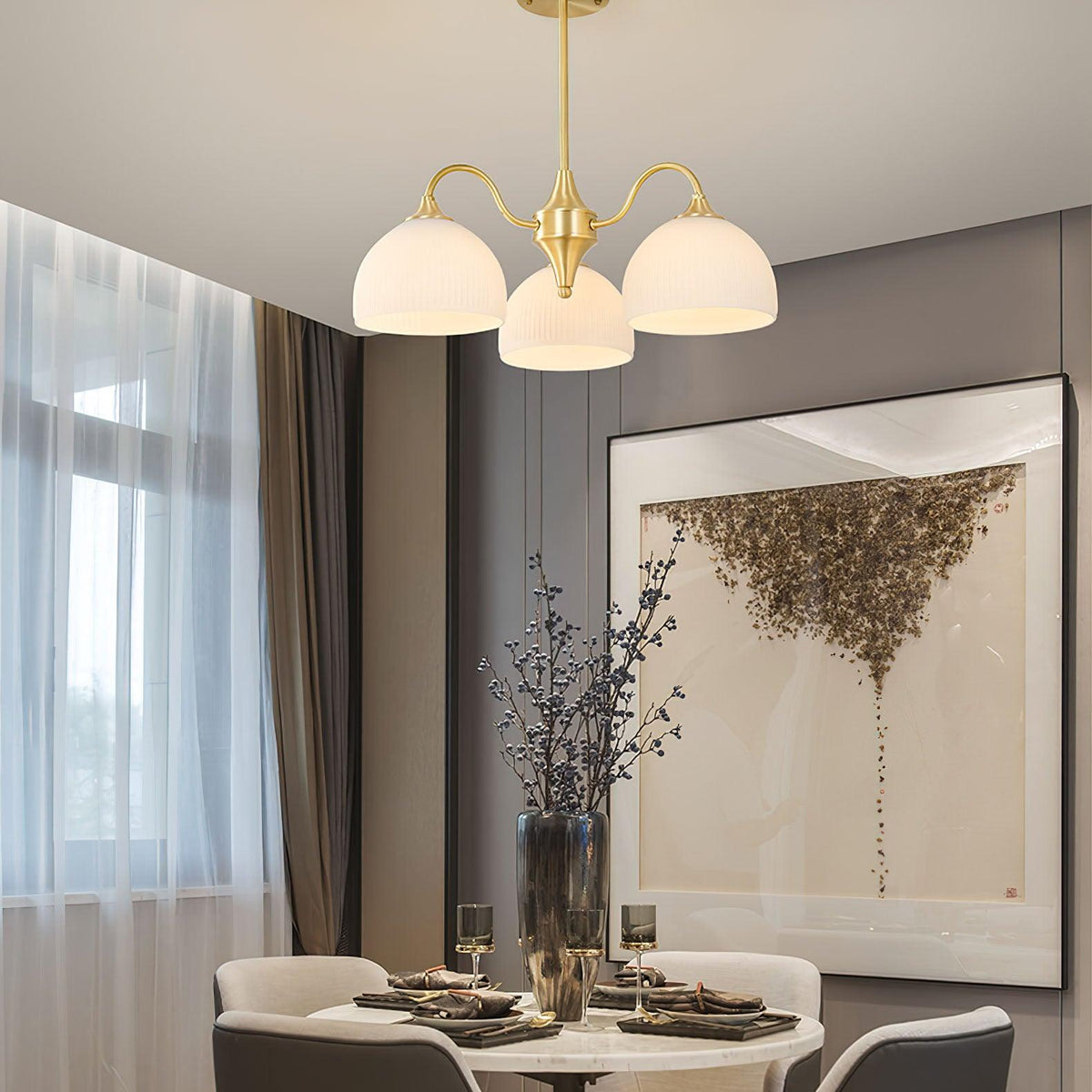 Striped Glass Bowl Chandelier - view 15