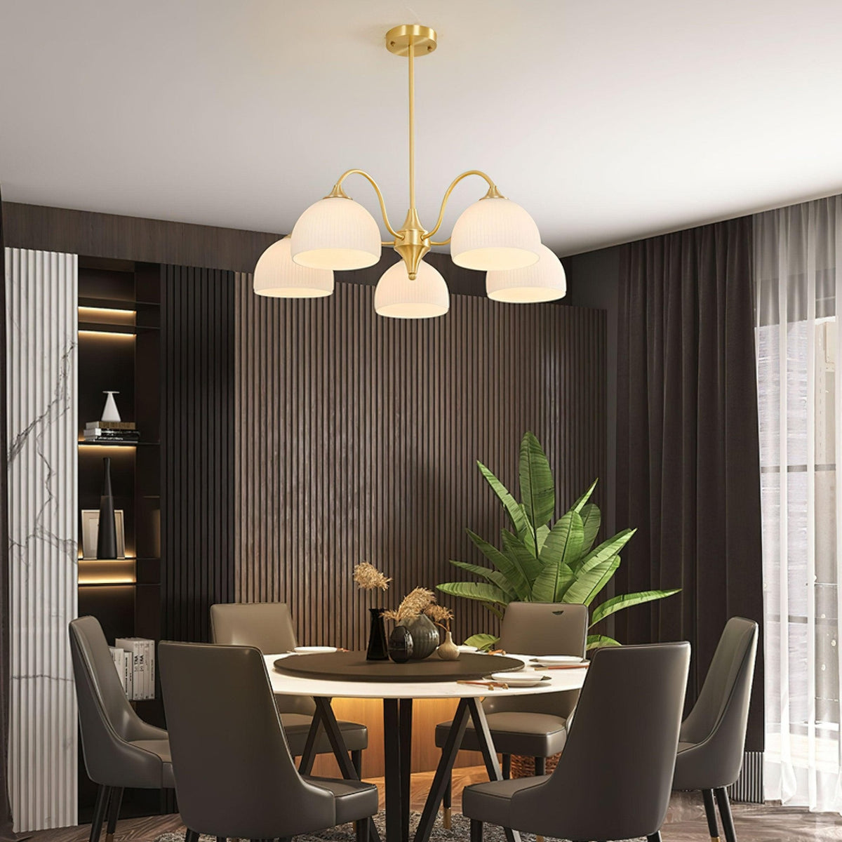 Striped Glass Bowl Chandelier - view 6