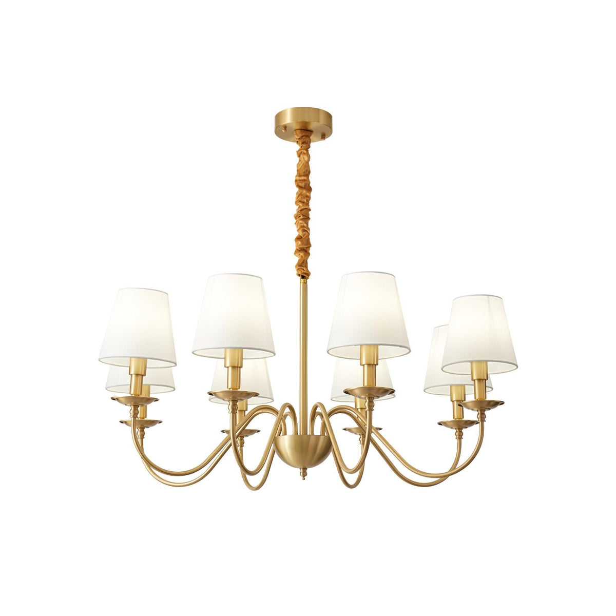 Tapered Fabric Brass Chandelier - view 21