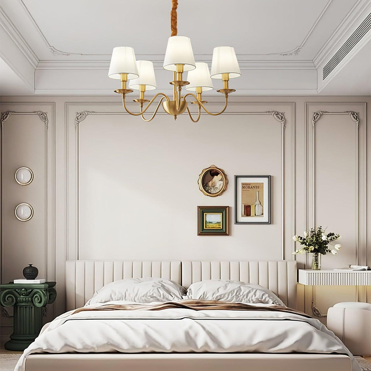 Tapered Fabric Brass Chandelier - view 6