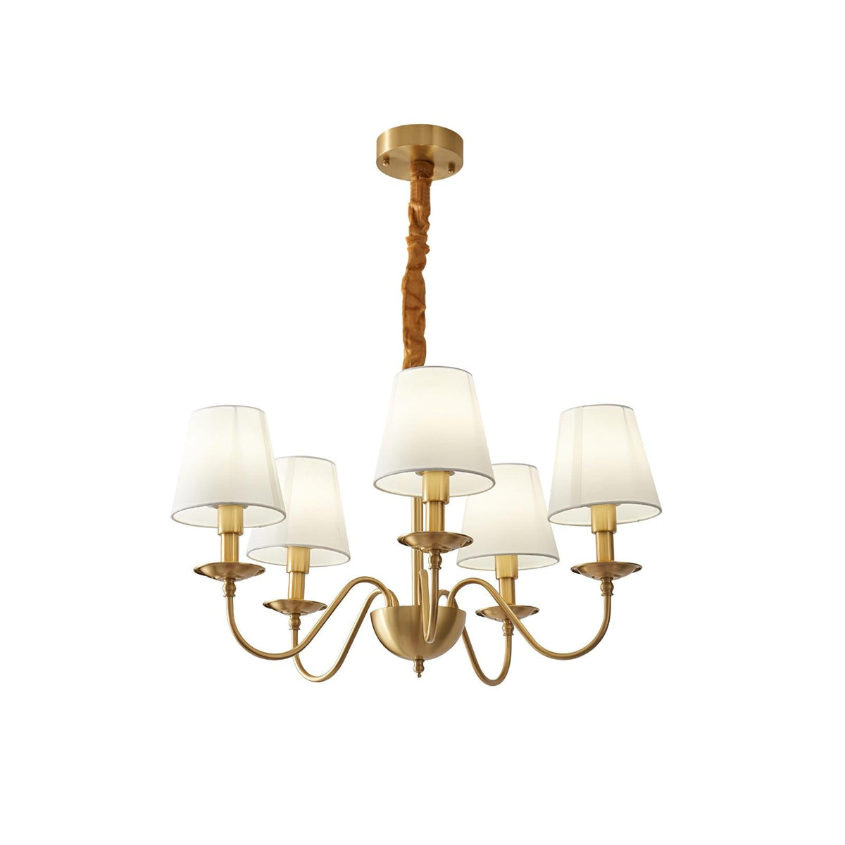 Tapered Fabric Brass Chandelier - view 26