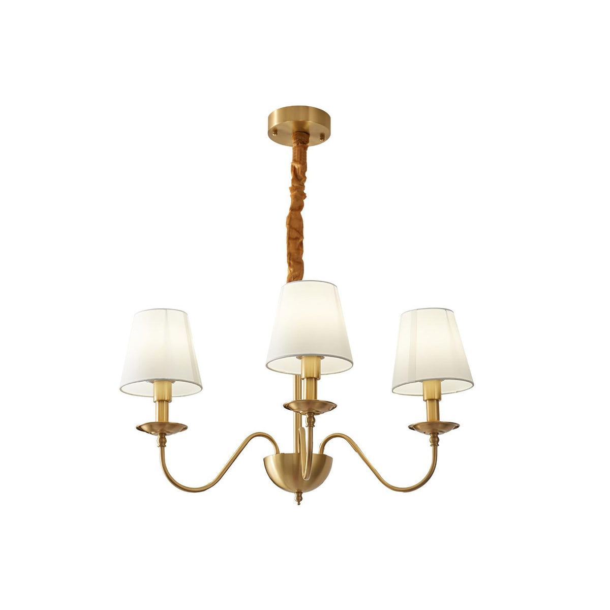 Tapered Fabric Brass Chandelier - view 25