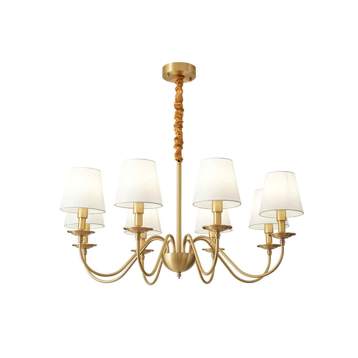 Tapered Fabric Brass Chandelier - view 27