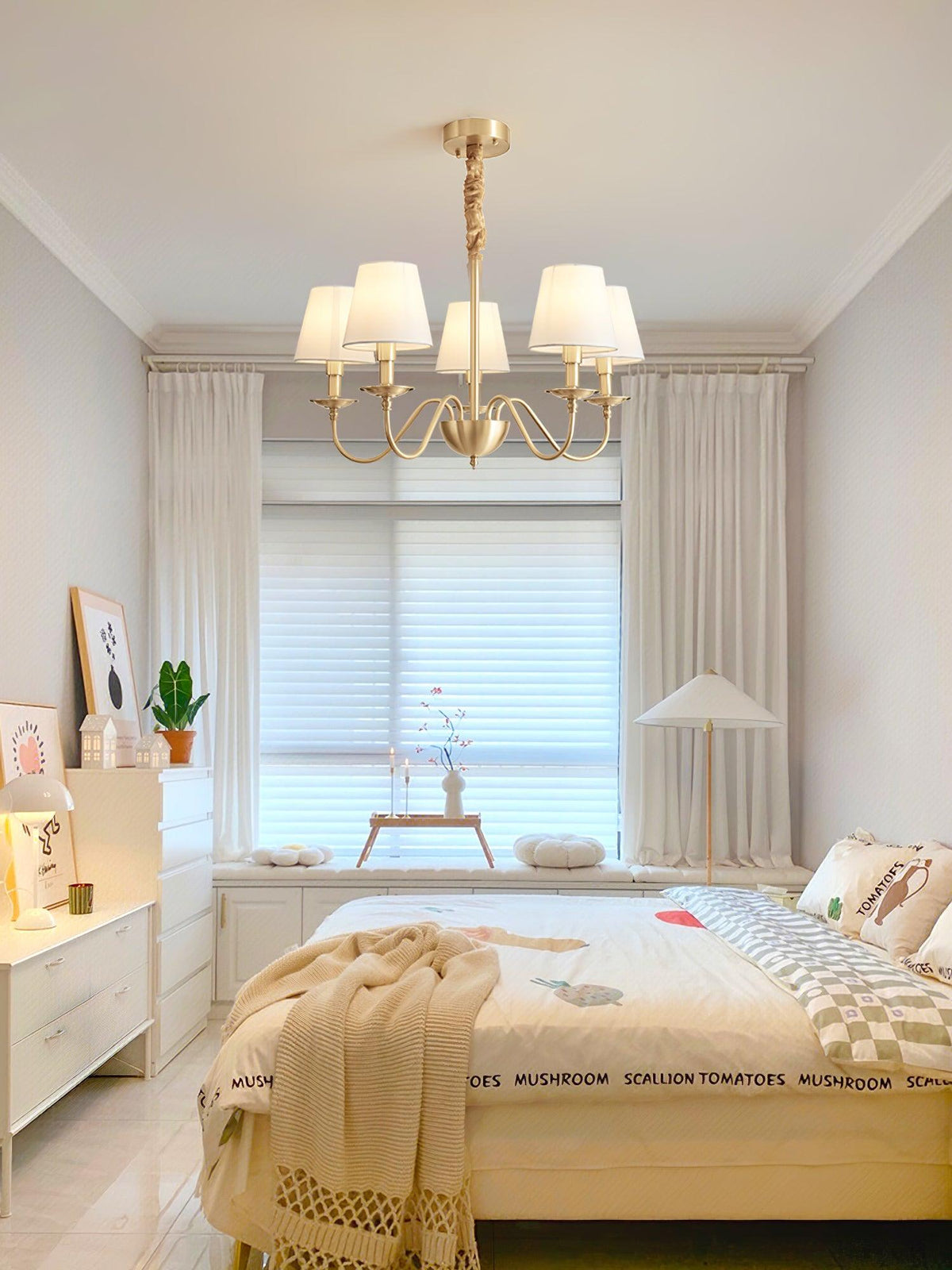 Tapered Fabric Brass Chandelier - view 12