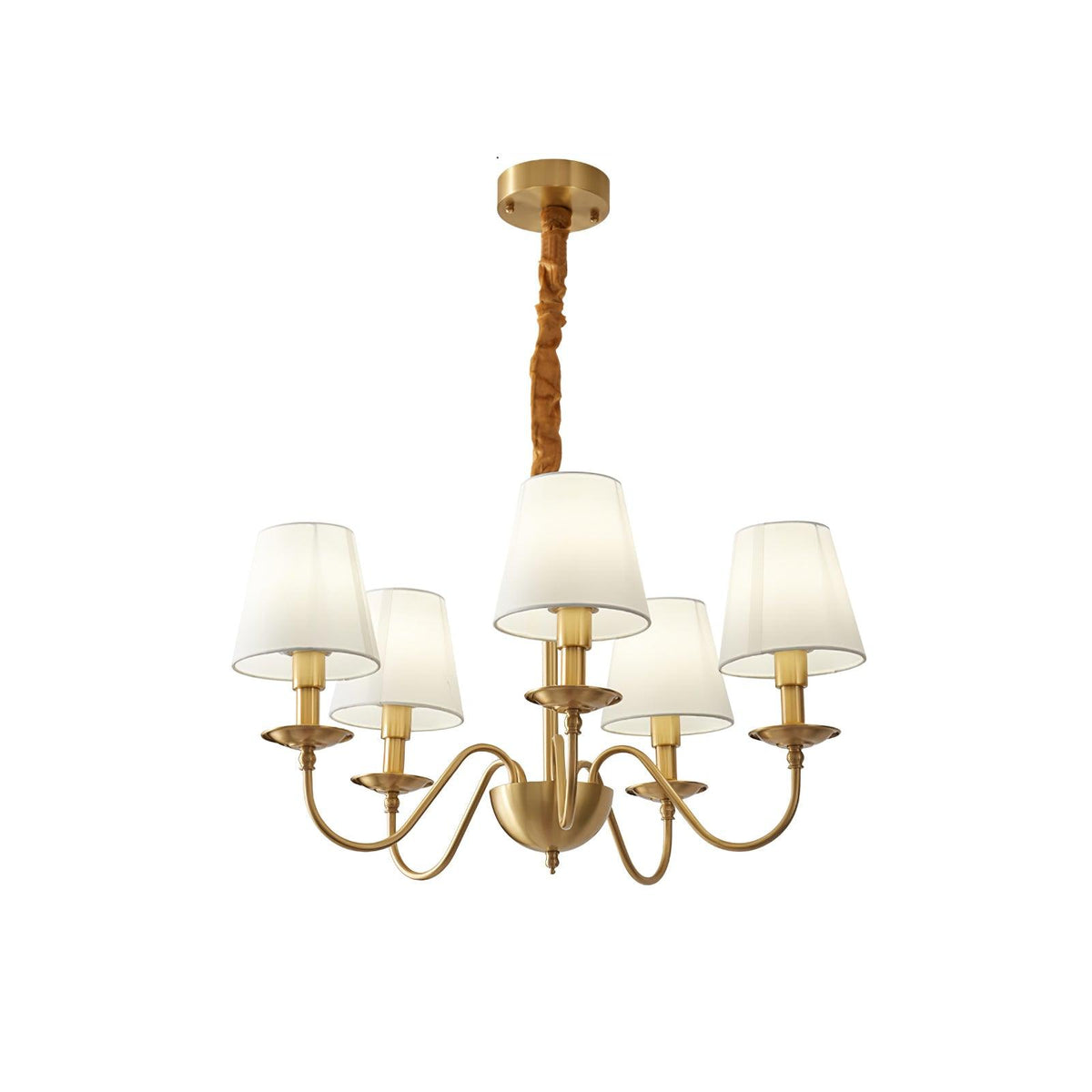 Tapered Fabric Brass Chandelier - view 13