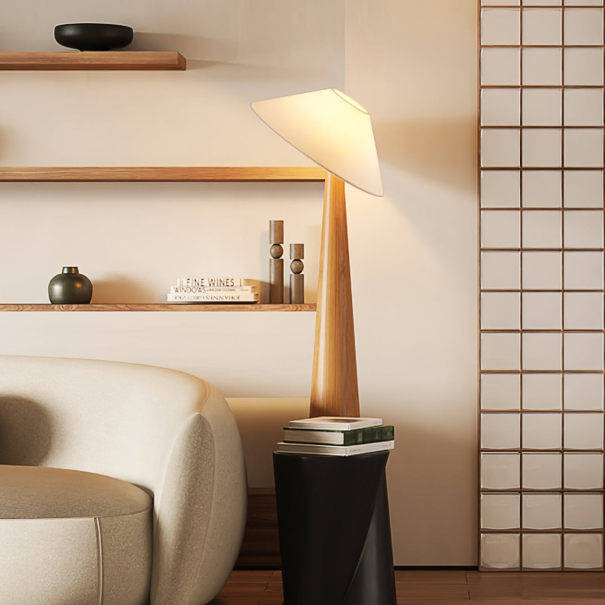 Tilt Hat Wooden Floor Lamp - view 3