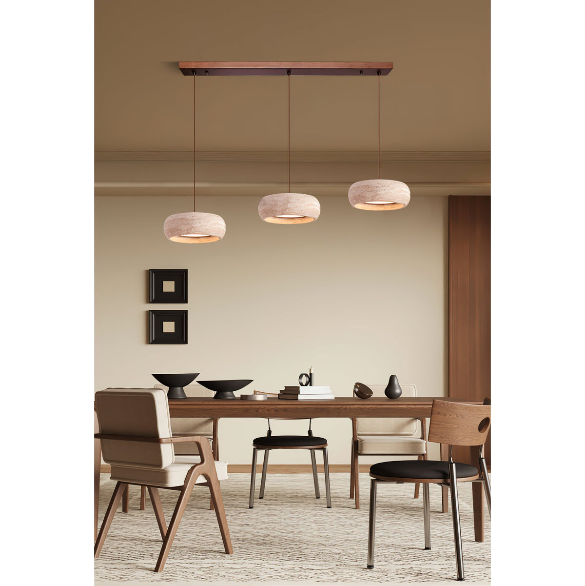 Travertine Drum Pendant Lamp