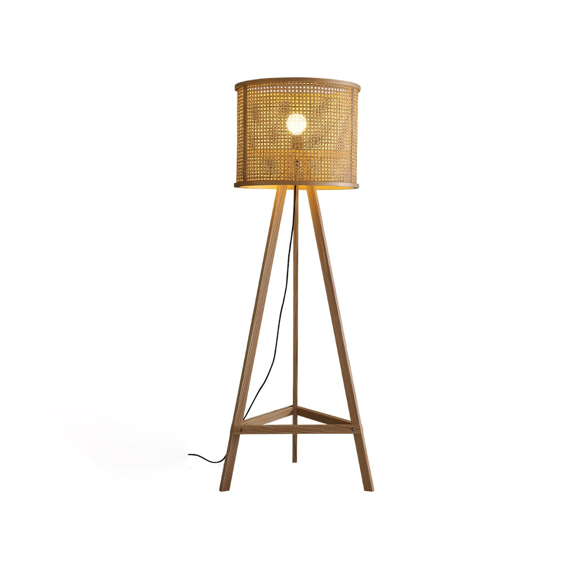 Tripod Wooden Rattan Floor Lamp - view 17