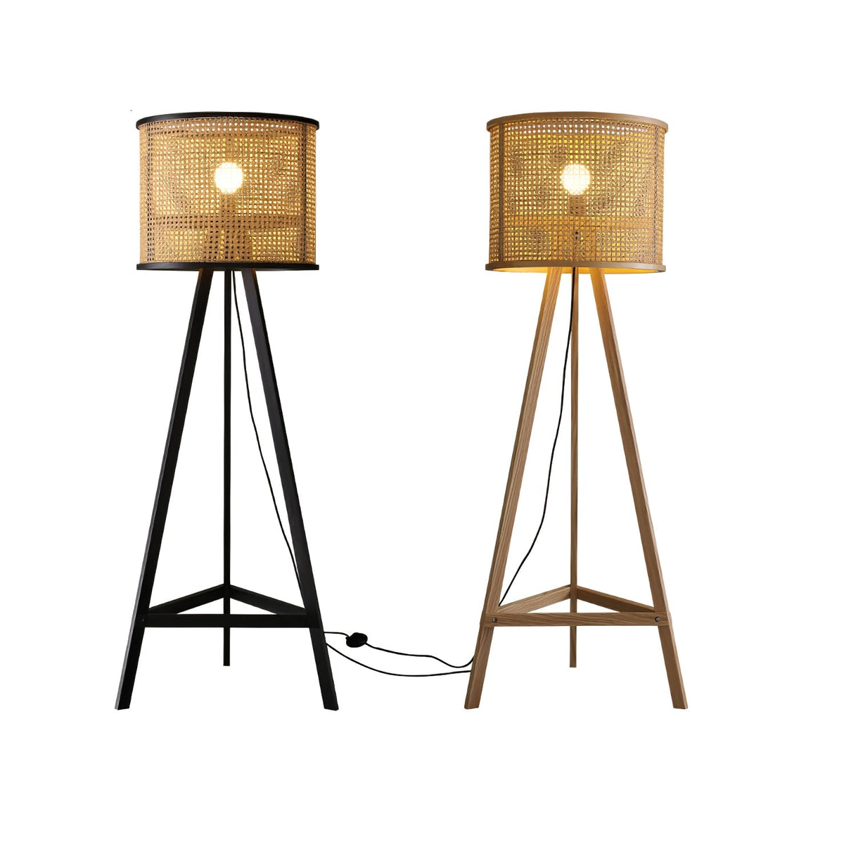 Tripod Wooden Rattan Floor Lamp - view 10