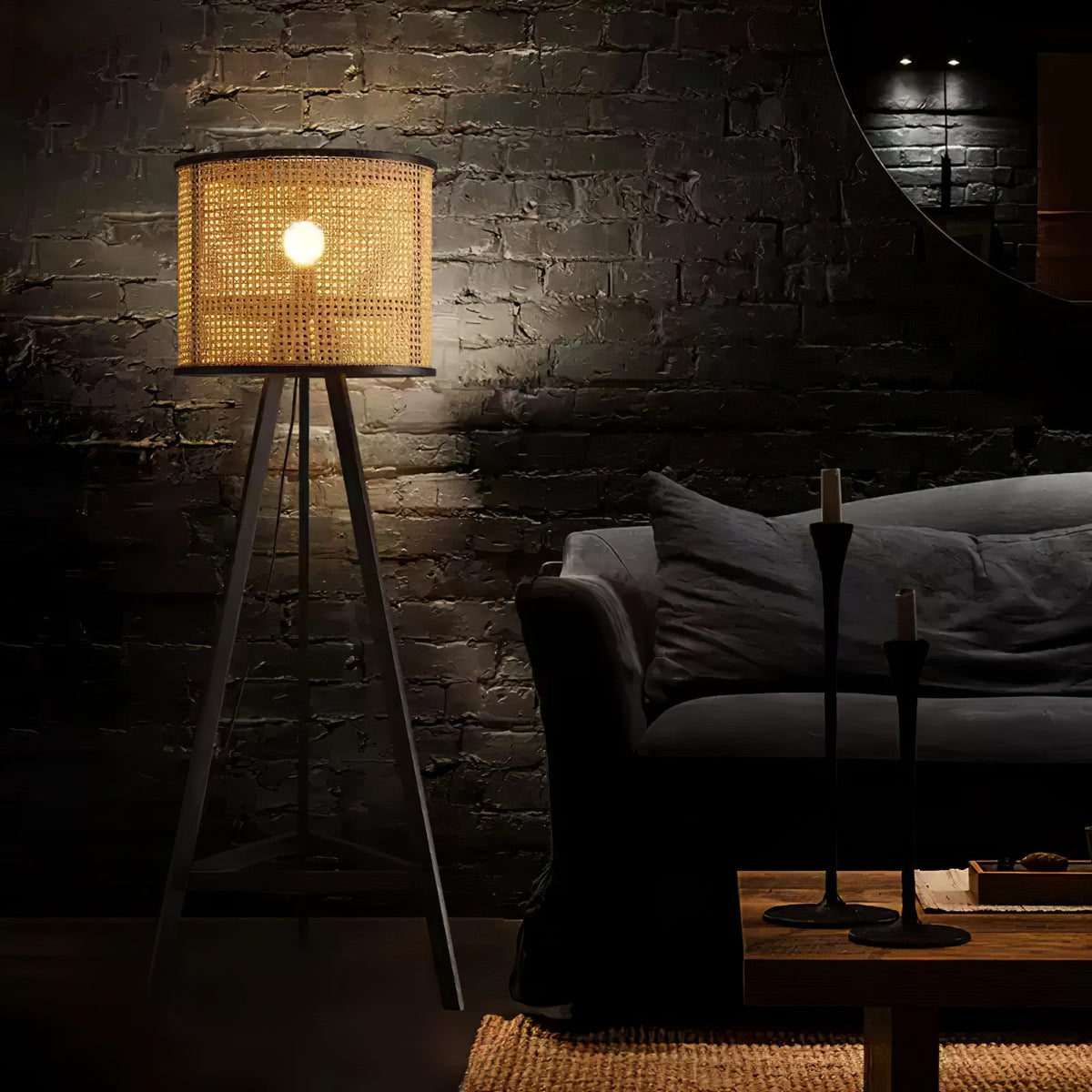 Tripod Wooden Rattan Floor Lamp - view 19