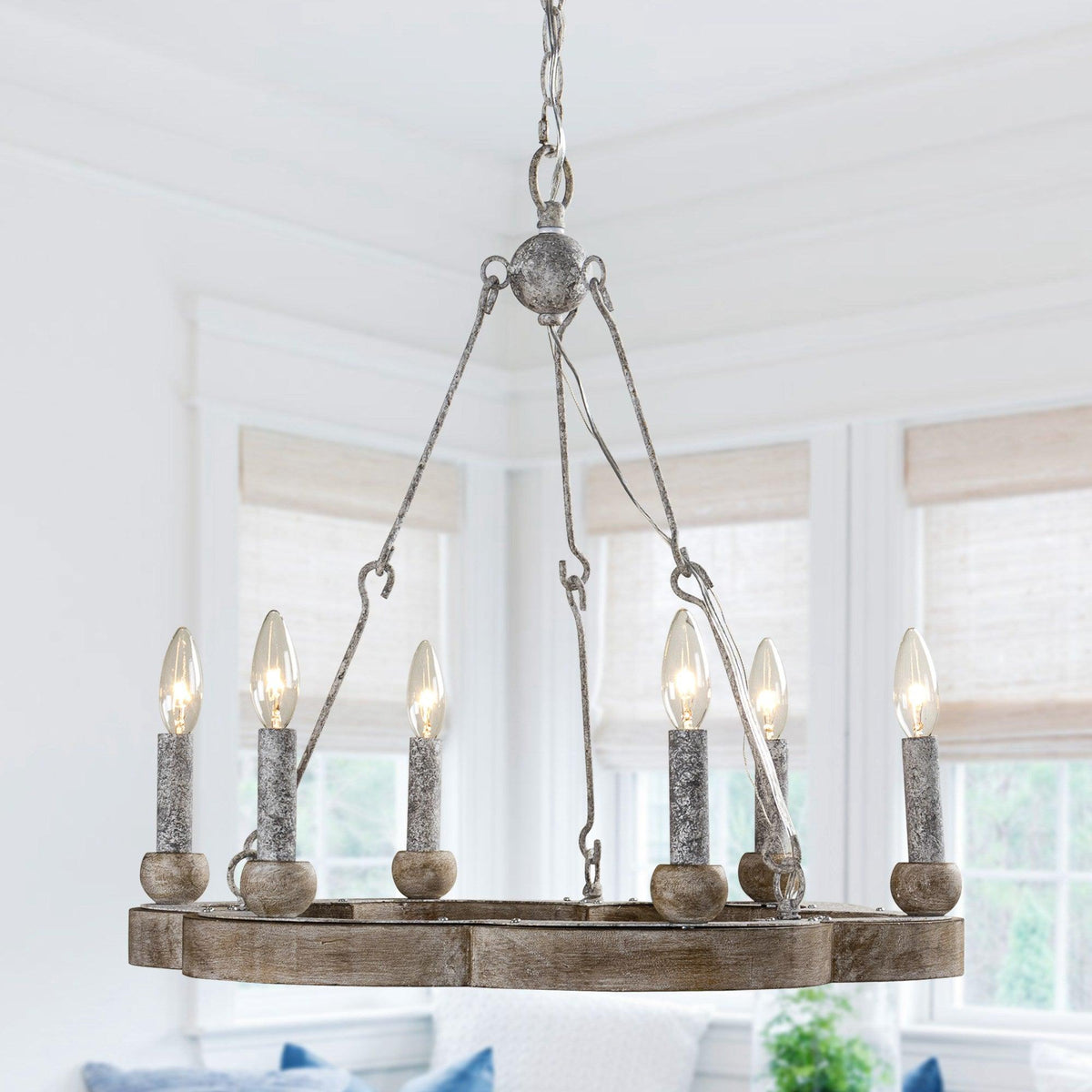 Venezia Wood Wheel Chandelier - view 7
