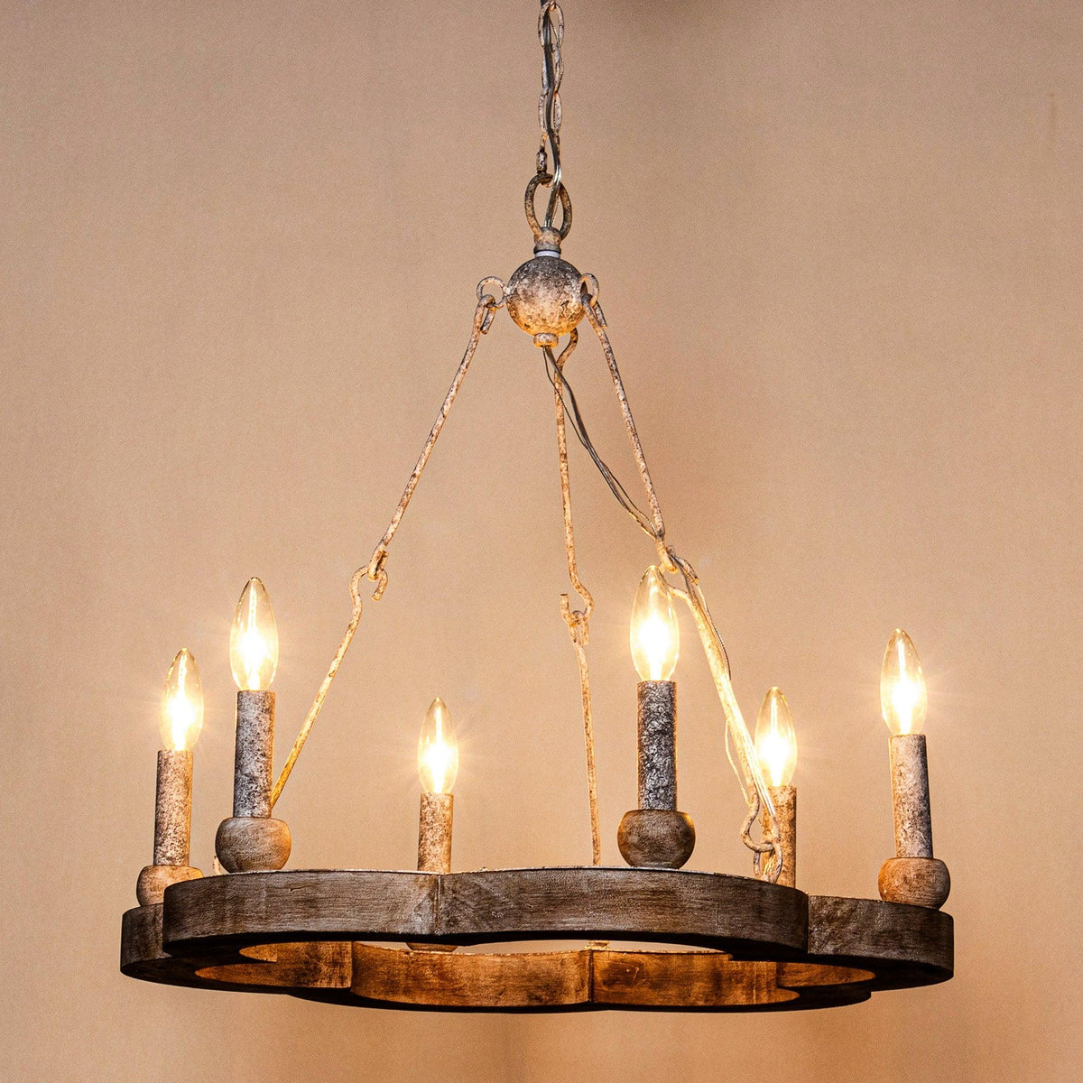 Venezia Wood Wheel Chandelier - view 24