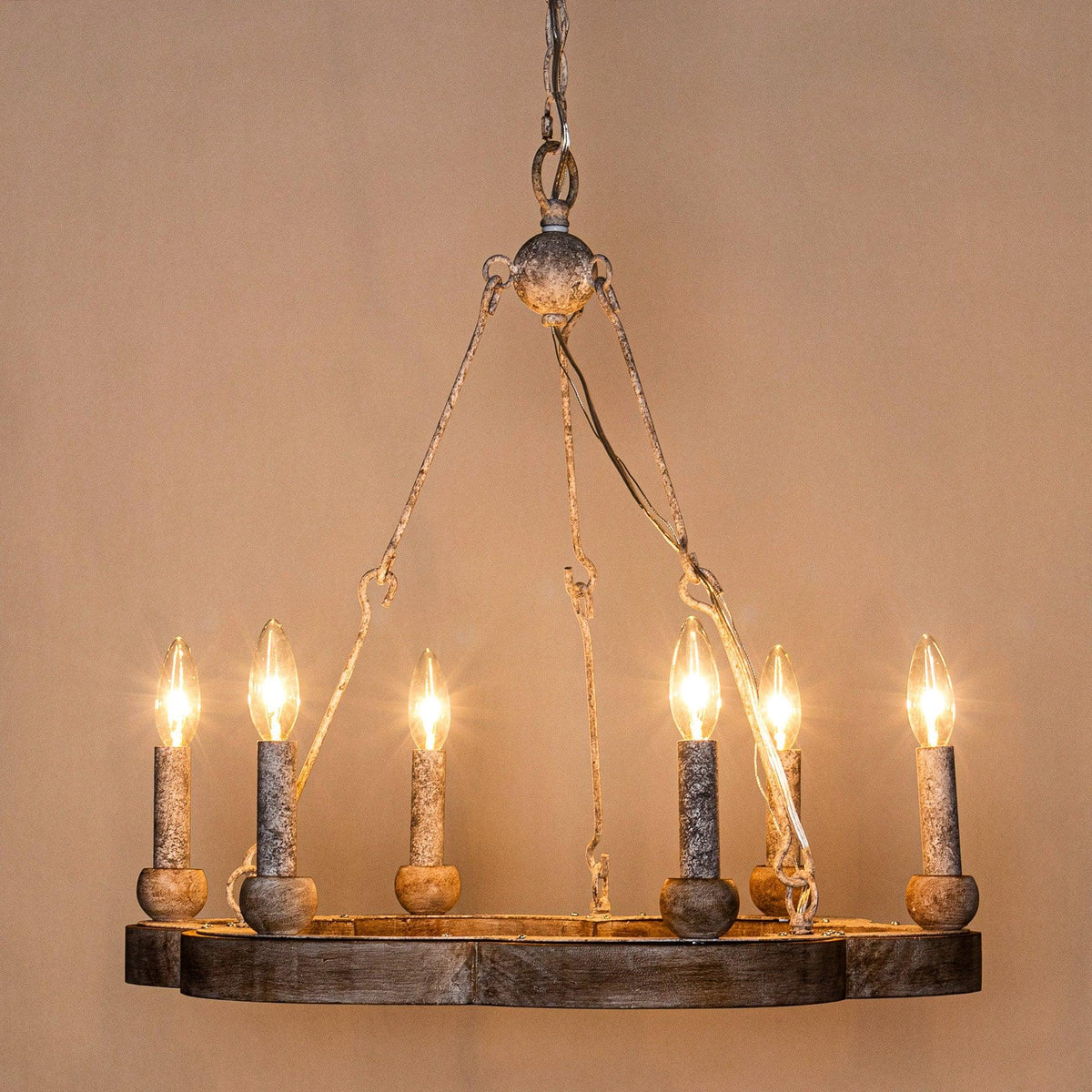 Venezia Wood Wheel Chandelier - view 23