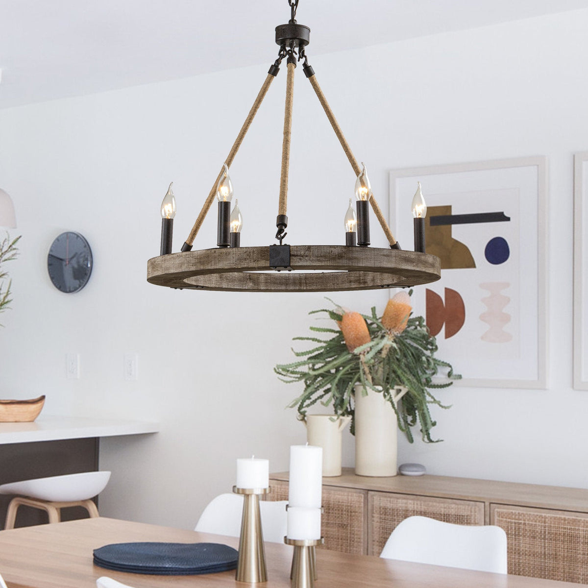 Venezia Wood Wheel Chandelier - view 8