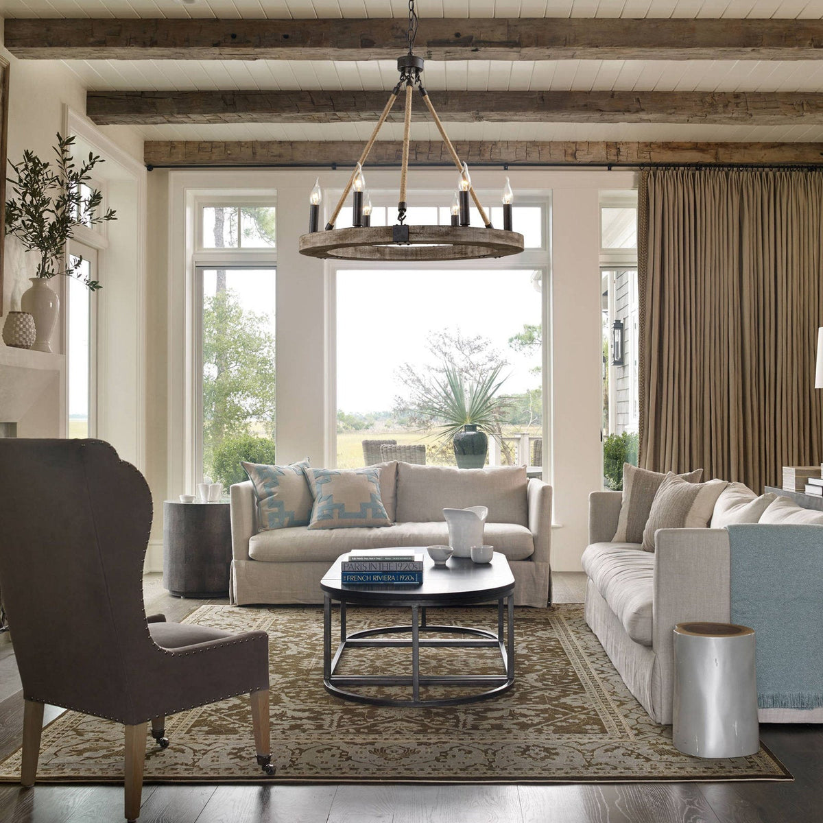 Venezia Wood Wheel Chandelier - view 14