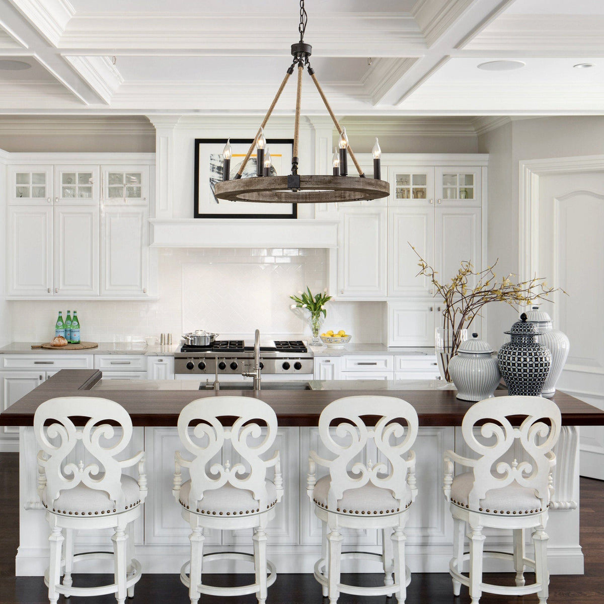 Venezia Wood Wheel Chandelier - view 15