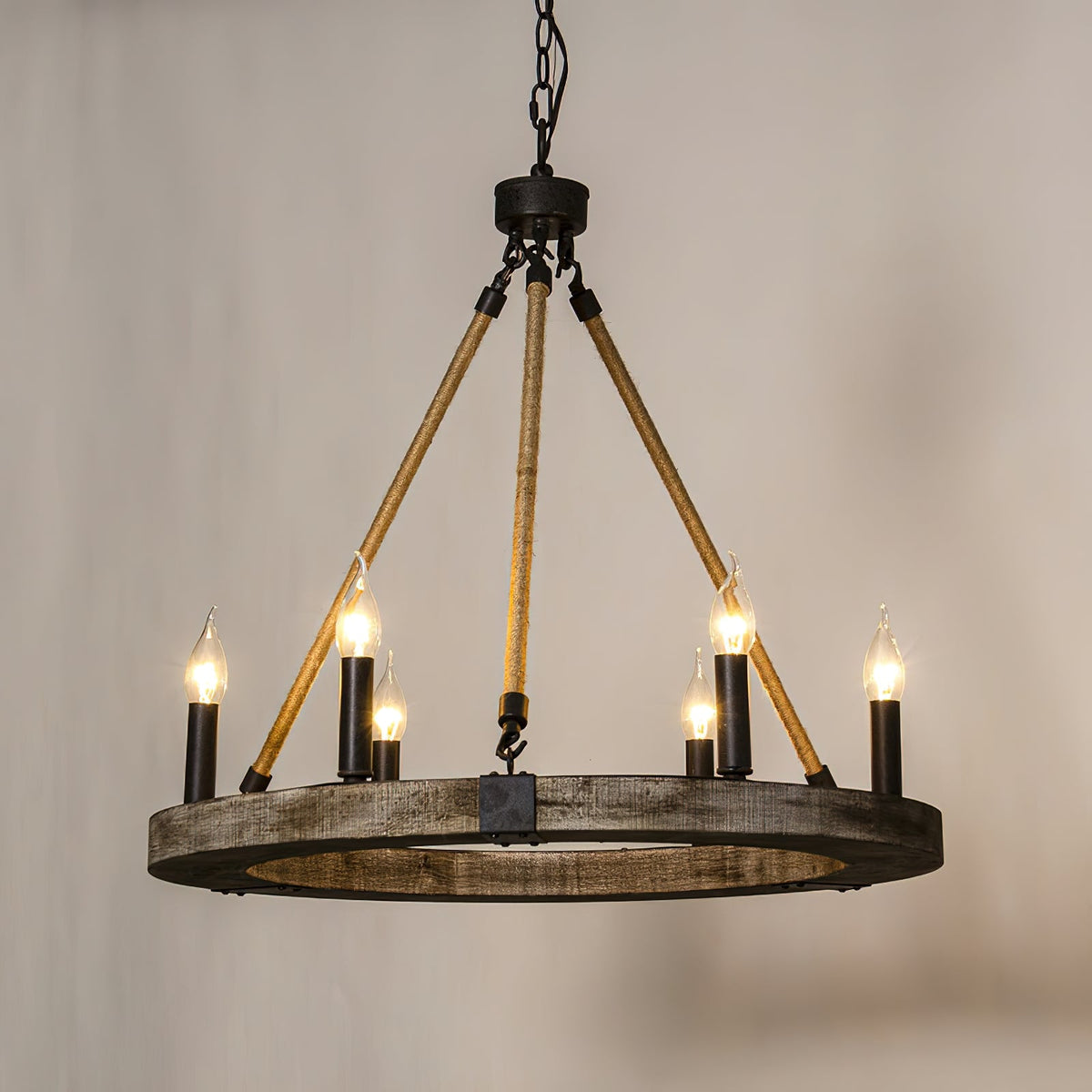 Venezia Wood Wheel Chandelier - view 33