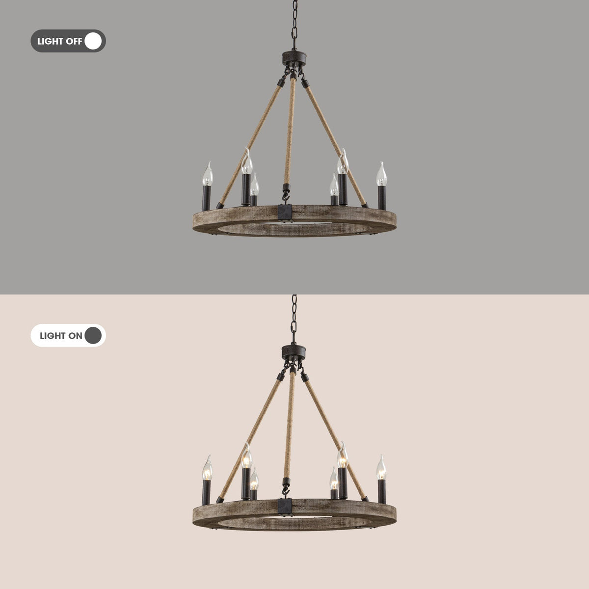 Venezia Wood Wheel Chandelier - view 29