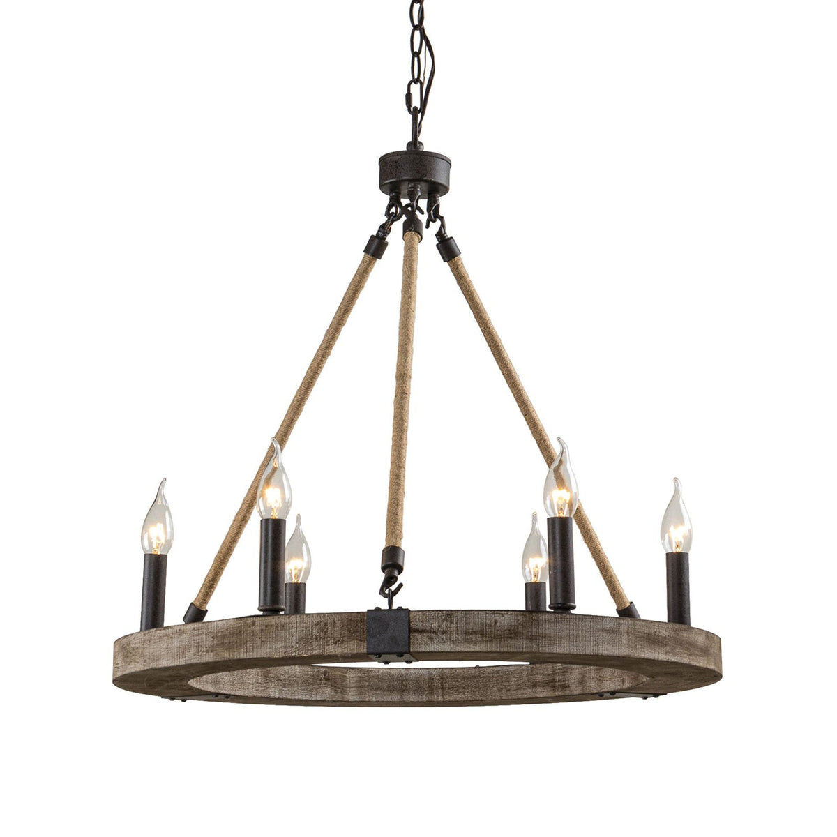 Venezia Wood Wheel Chandelier - view 30
